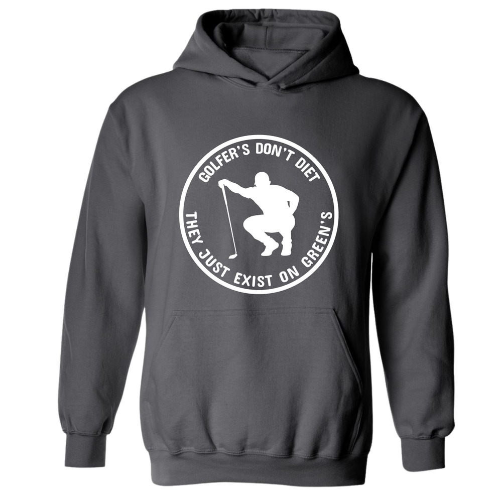 Golf Hoodie Golfers Don't Diet On Greens Funny Man Golfer Kneeling Sweatshirt